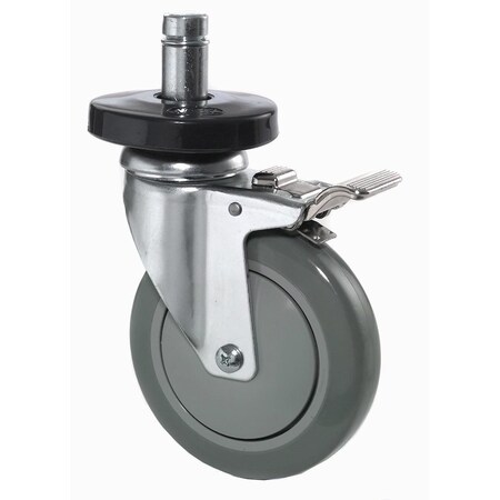 Global Industrial Stainless Steel Stem Casters, 2 5 Polyurethane, 2 with Brakes, 1200 Lb. Cap. CA5SBS